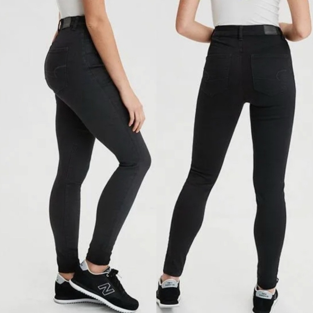 American Eagle Ne(X)T Level Black Curvy High-Waisted Jegging/Skinny 8 Short